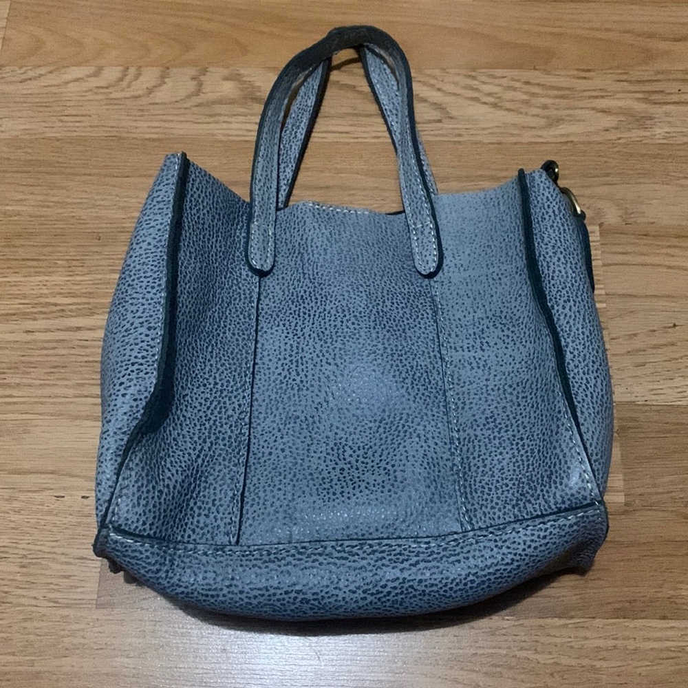 Blue bag , faux blue crocodile, suede inside